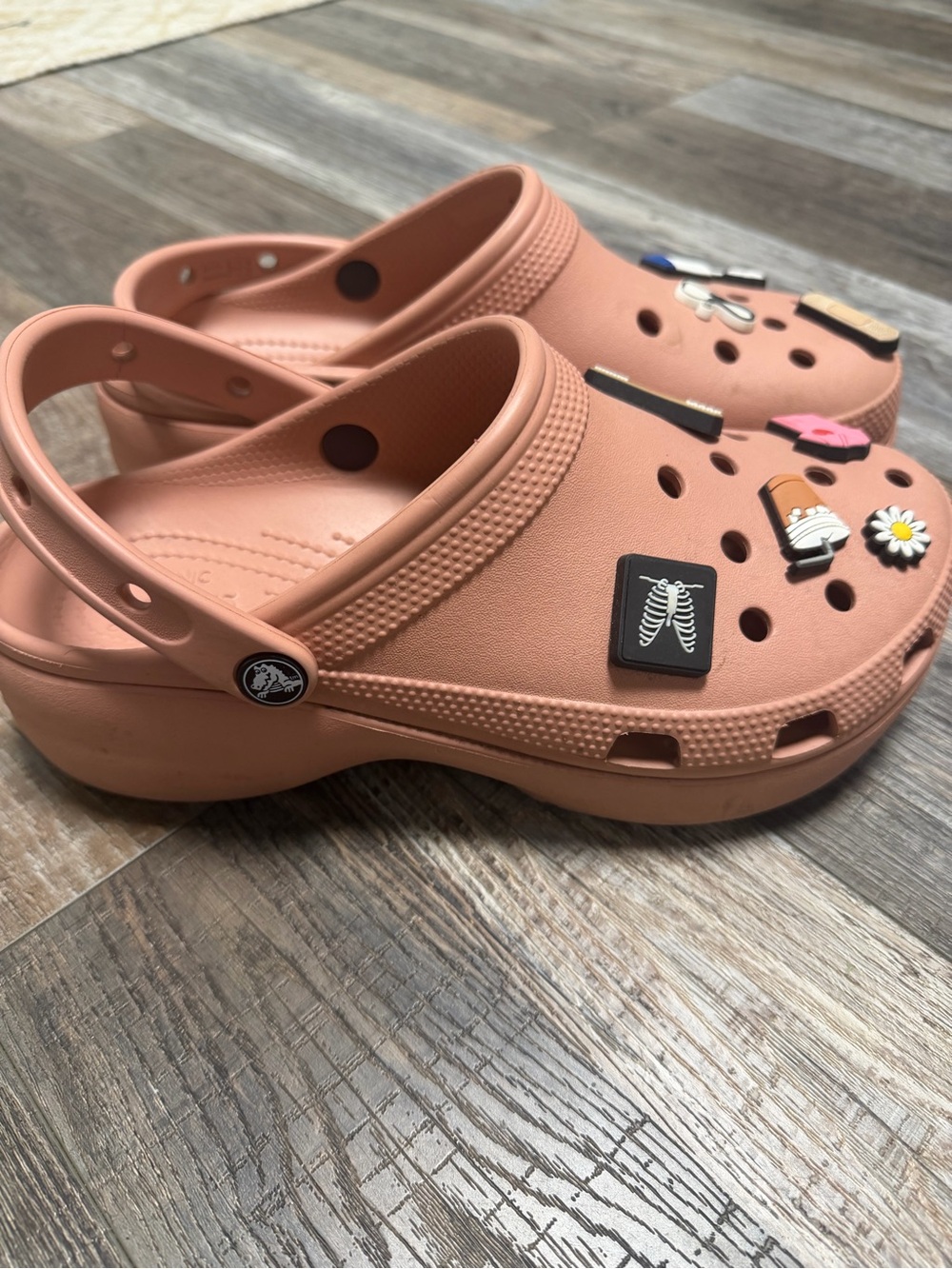 CROCS Kids Peachy Pink Classic Clog with Jibbitz